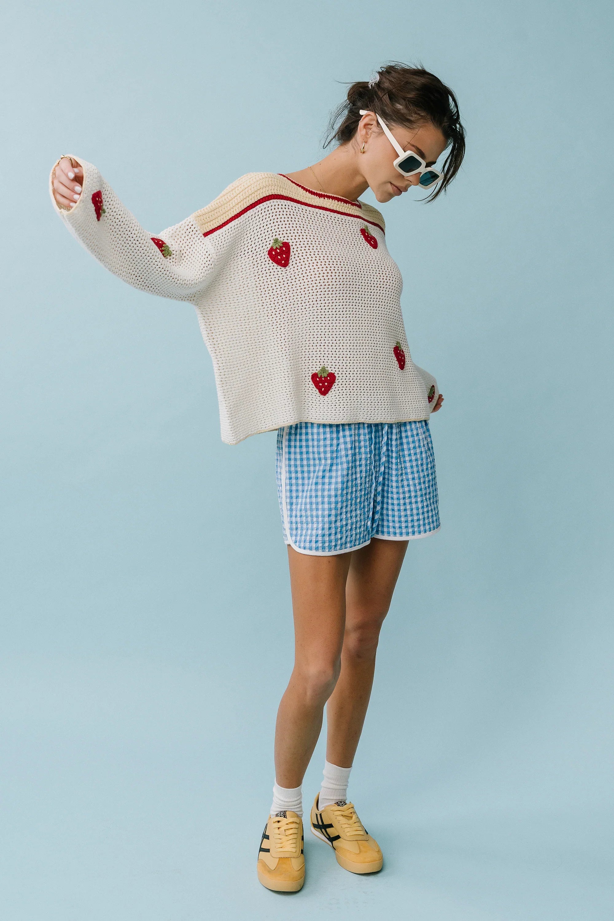 Maia Gingham Shorts in Blue