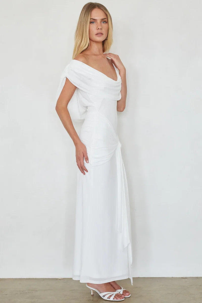 Dorit Mesh Tie Waist Maxi Dress