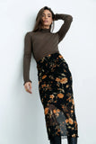 Carly Mesh Midi Skirt in Black