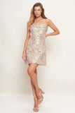 LUMINOUS GOLD PINK TEXTURED MINI DRESS