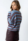 Mariah Striped Cardigan in Navy