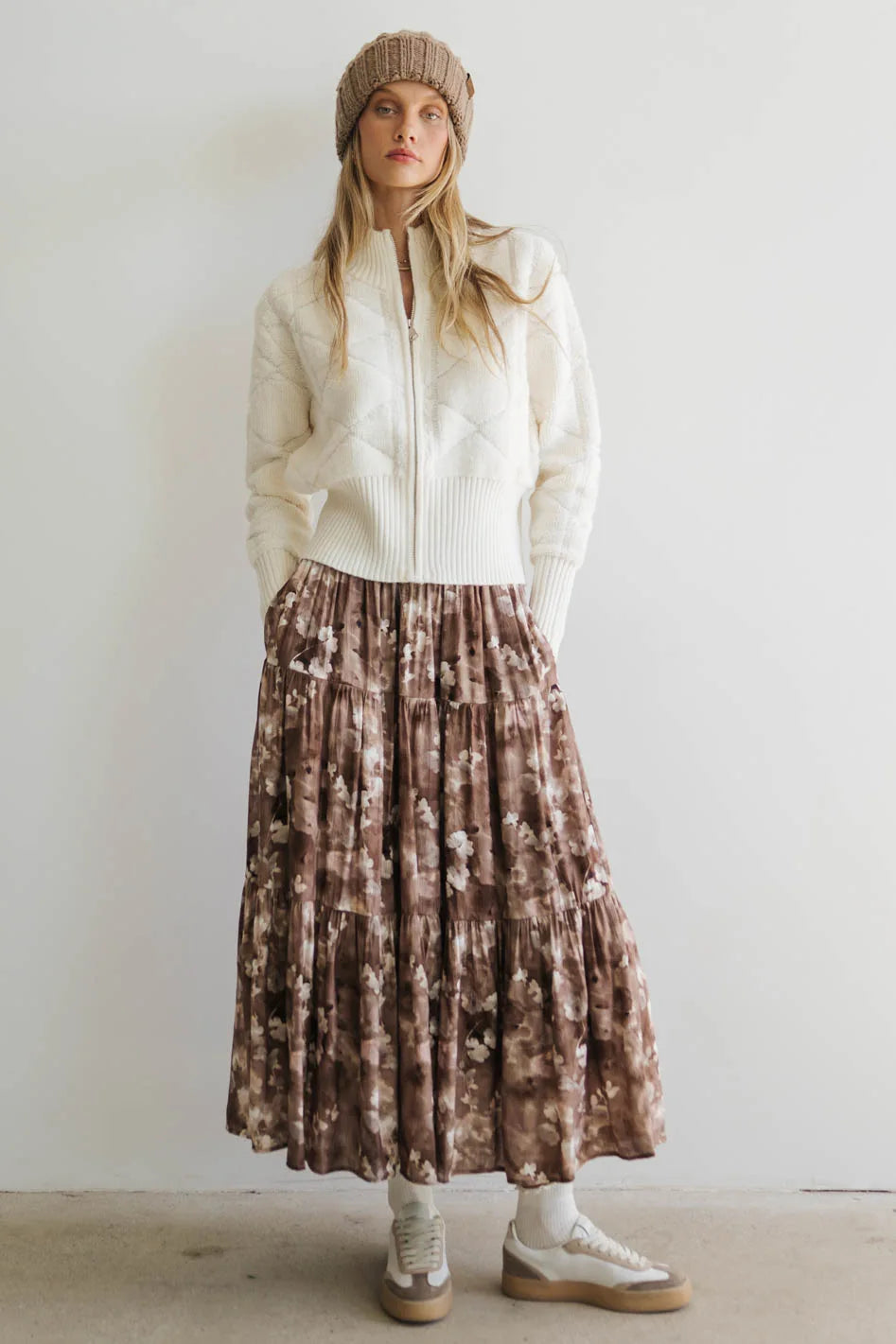 Maxine Floral Skirt in Brown FINAL SALE
