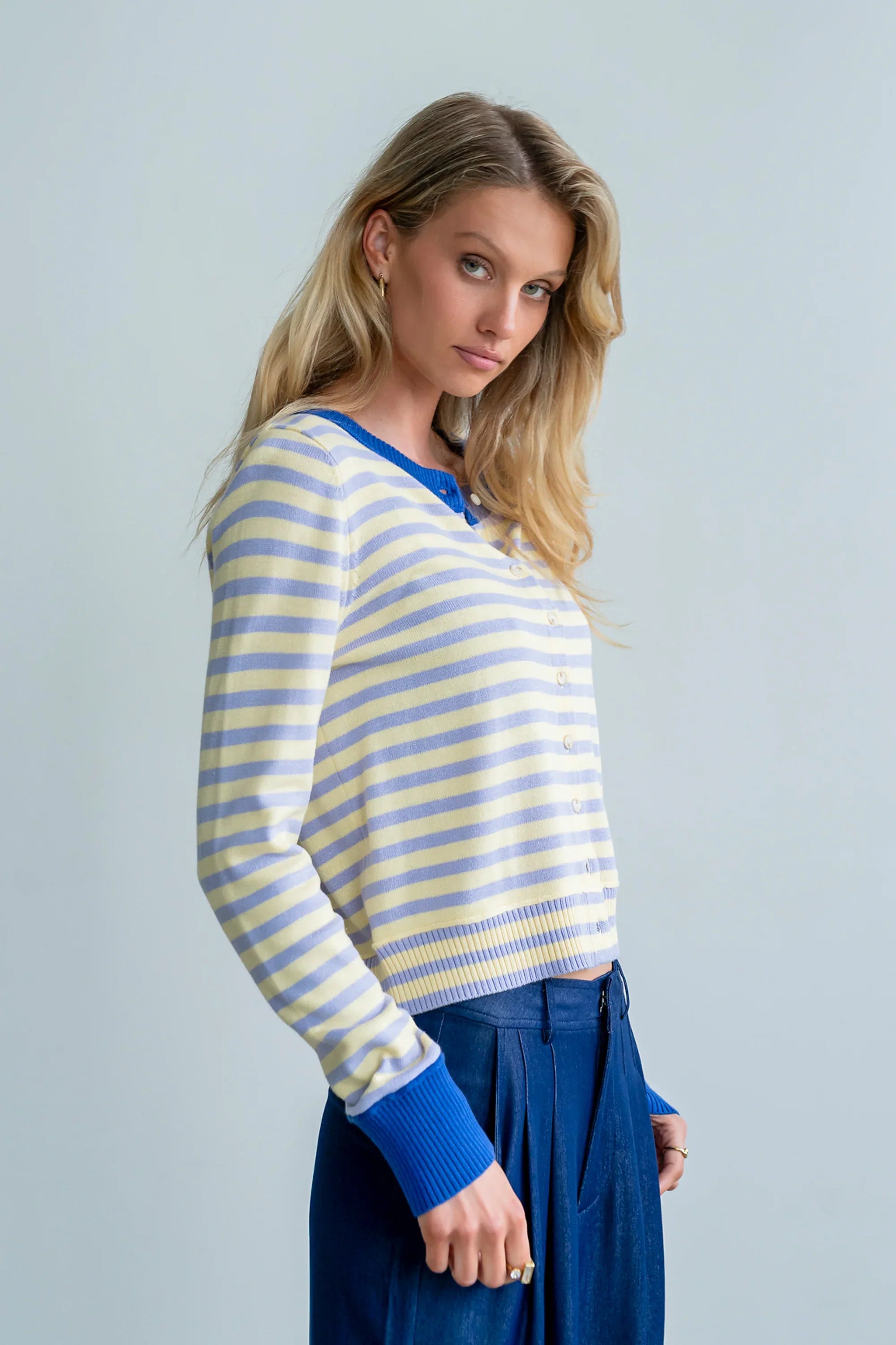 Kailey Striped Cardigan in Yellow