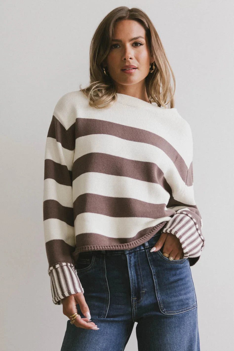Helena Striped Sweater in Brown FINAL SALE
