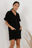 Button Up Mini Dress in Black FINAL SALE