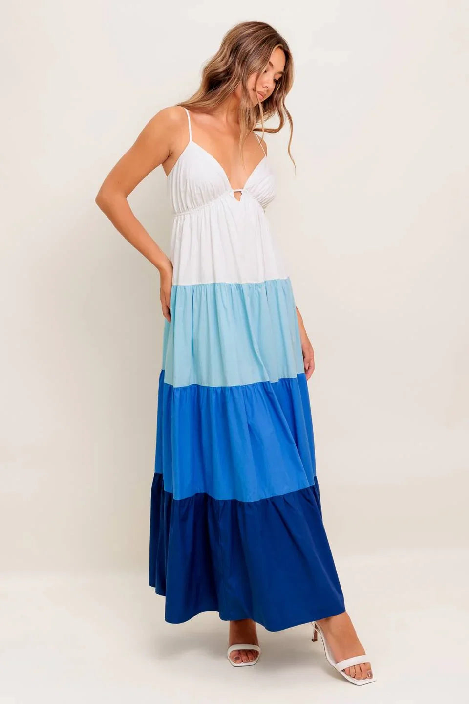 CRUISE MODE MIDI DRESS BLUE COLOR BLOCK