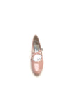 Beaded Pointed Toe Strap Buckle Patent Leather Low Heels