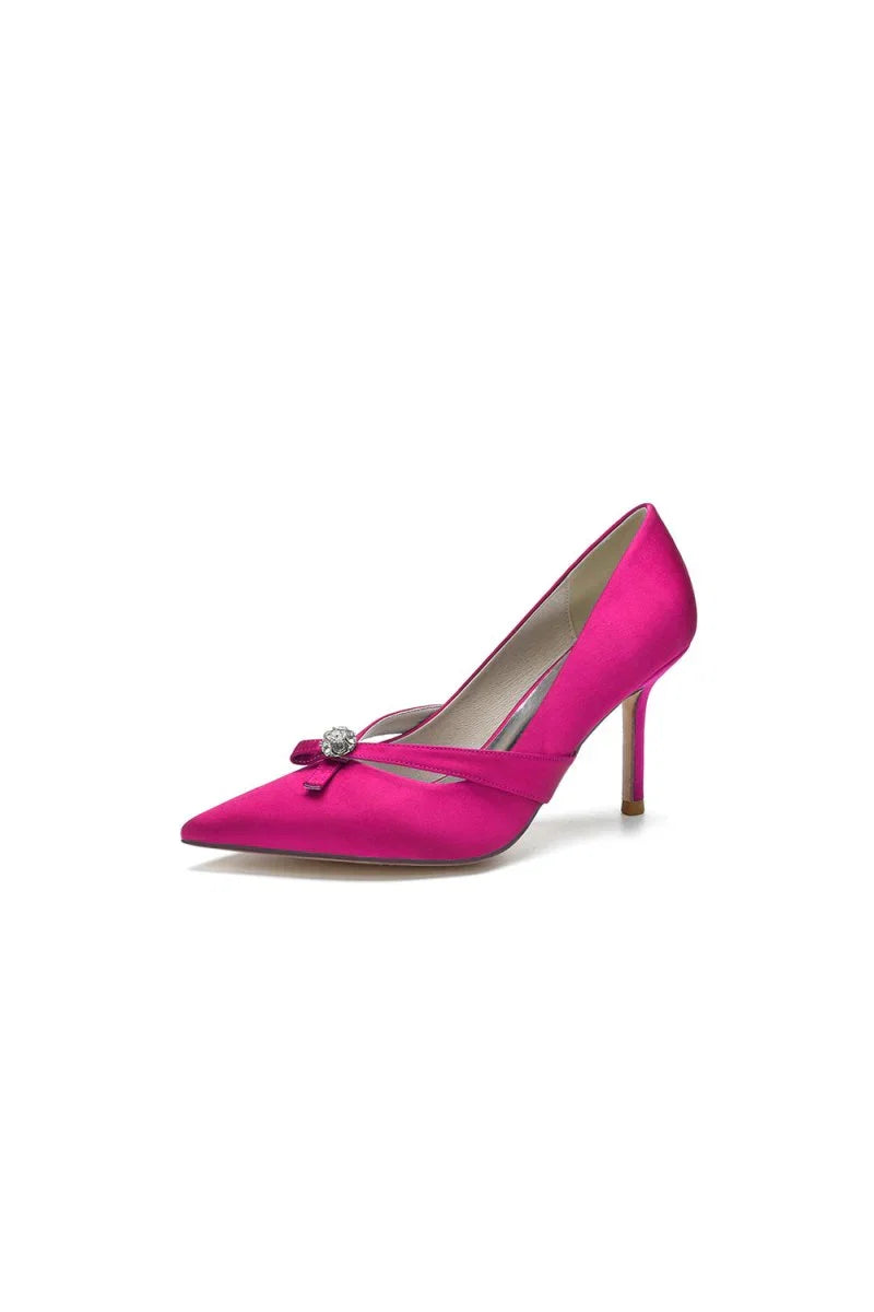 Crystal Bow Tie Pointed Toe High Heels