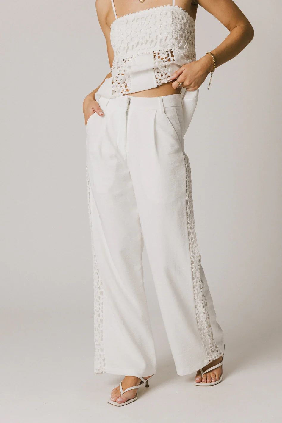 Karie Crochet Pants in White FINAL SALE
