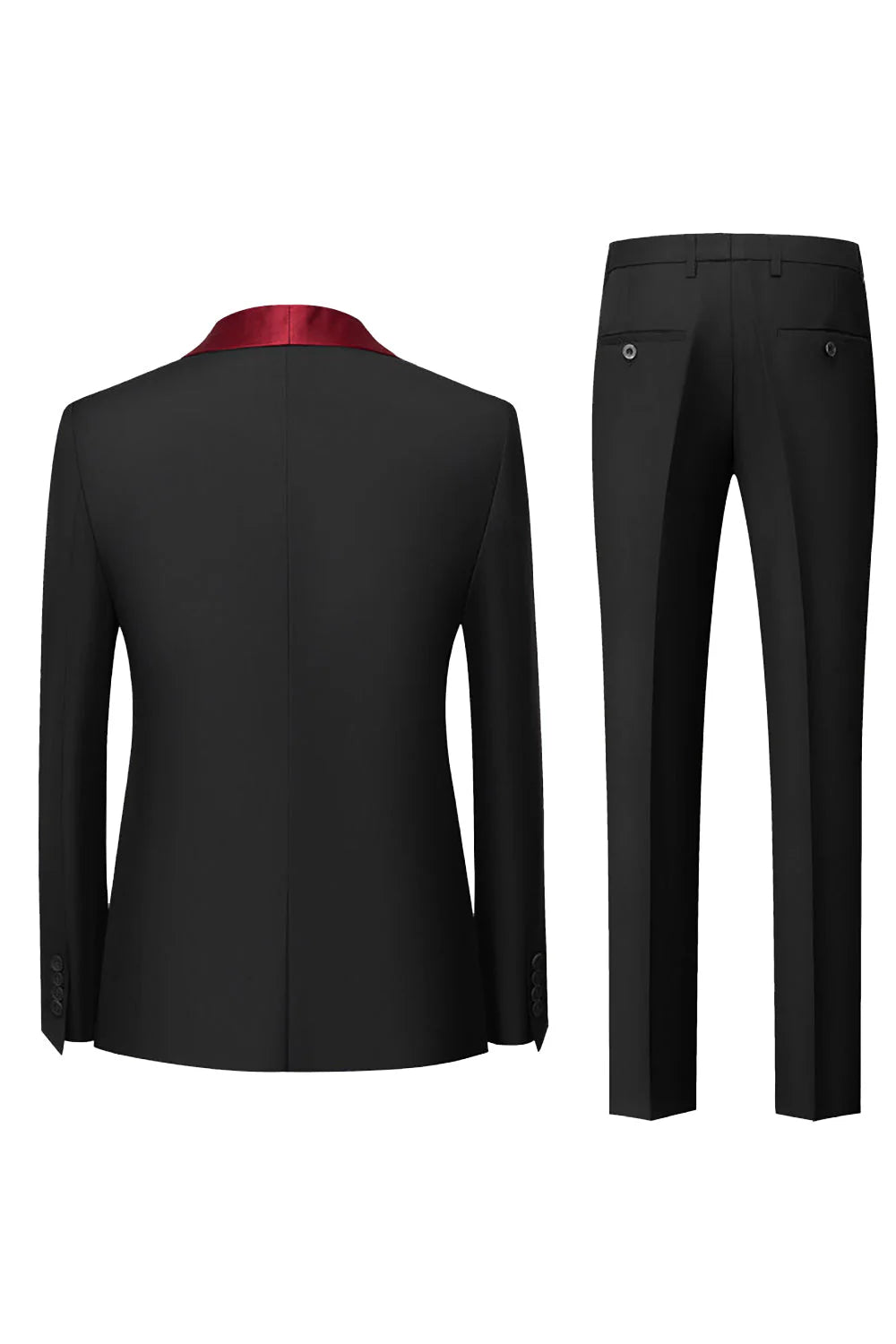 Mens Black Silm Fit 3 Piece Shawl Lapel One Button Wedding Guest Suits
