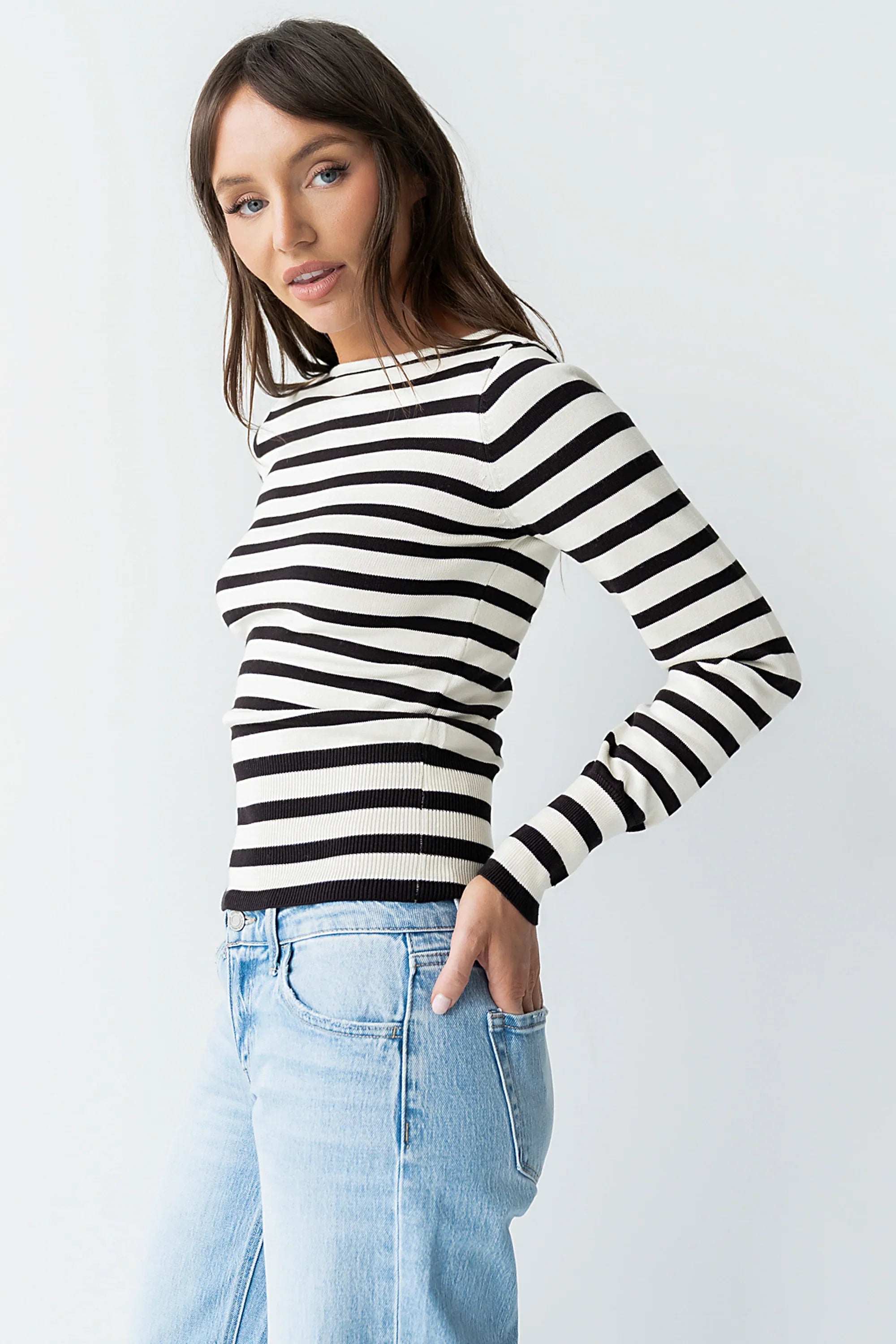 Waldorf Striped Top in Black