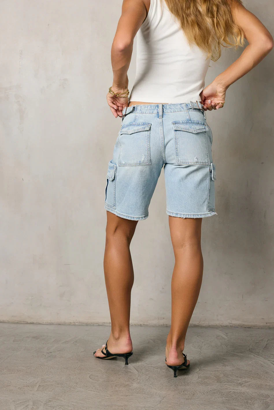 Zora Light Wash Cargo Shorts FINAL SALE