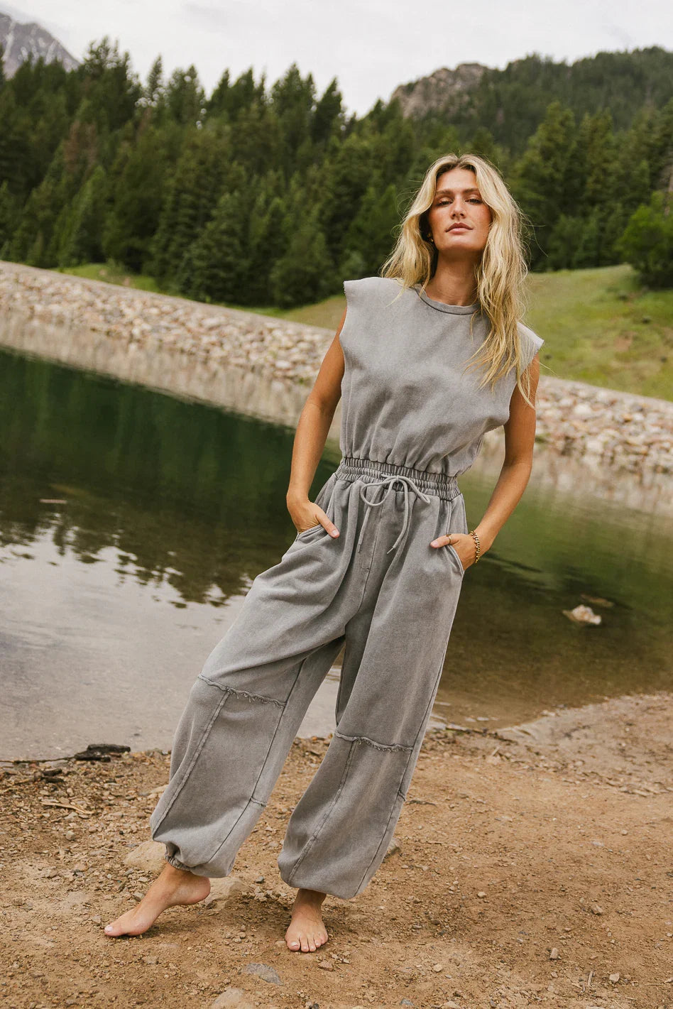 Weekend Warrior Jumpsuit in Grey FINAL SALE