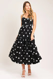 MONROE DOT BLACK WHITE MIDI DRESS