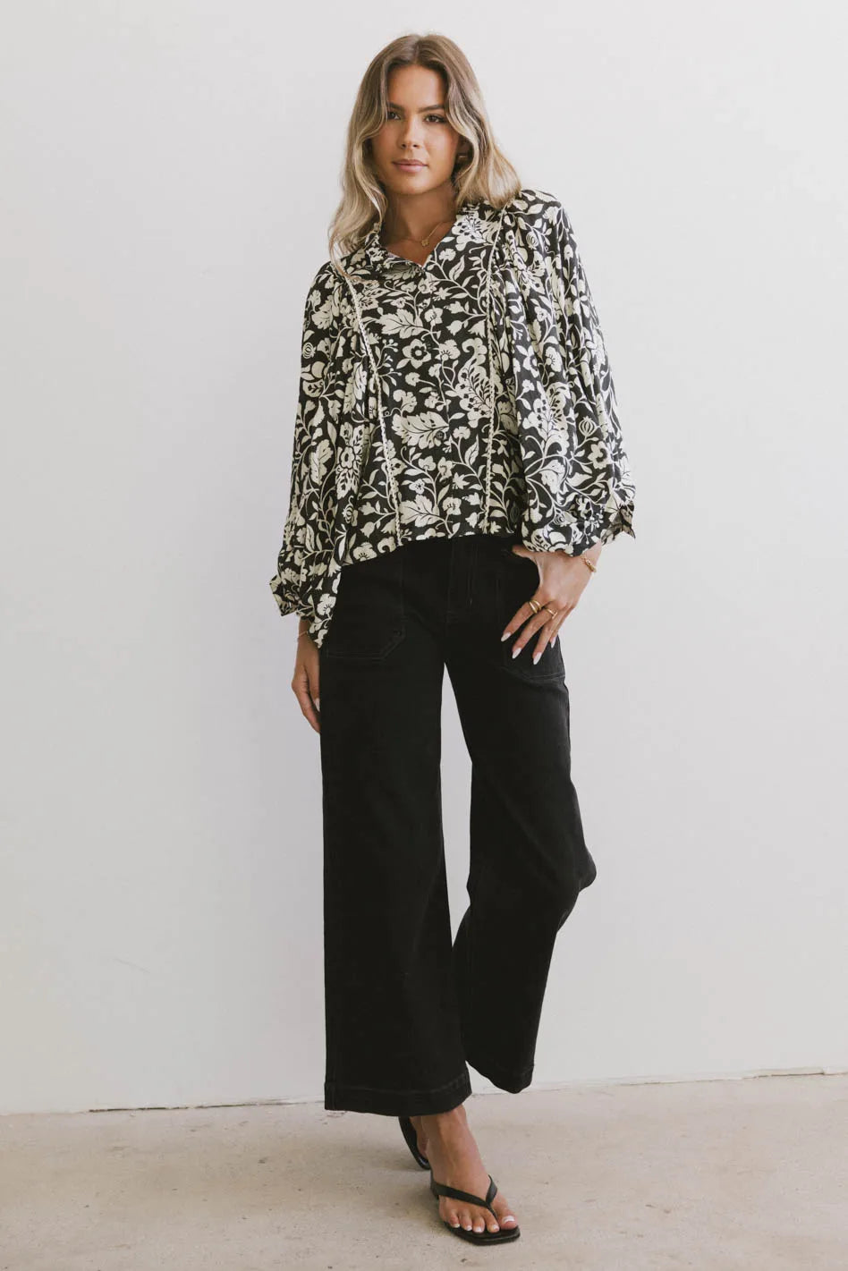 Nona Dolman Sleeve Blouse in Black FINAL SALE
