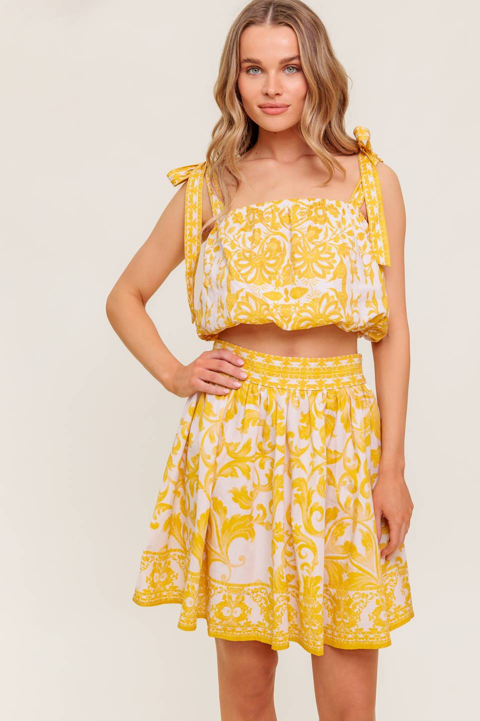 SUNLIT DREAMS TOP SKIRT SET YELLOW