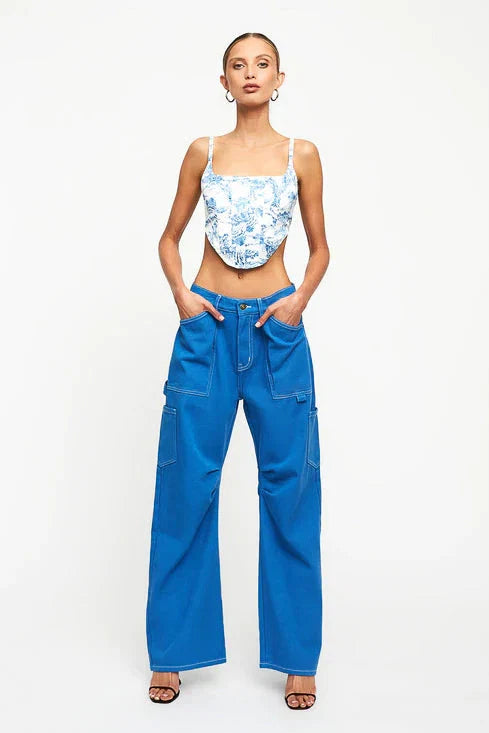 Tanis Corset in Blue Porcelain