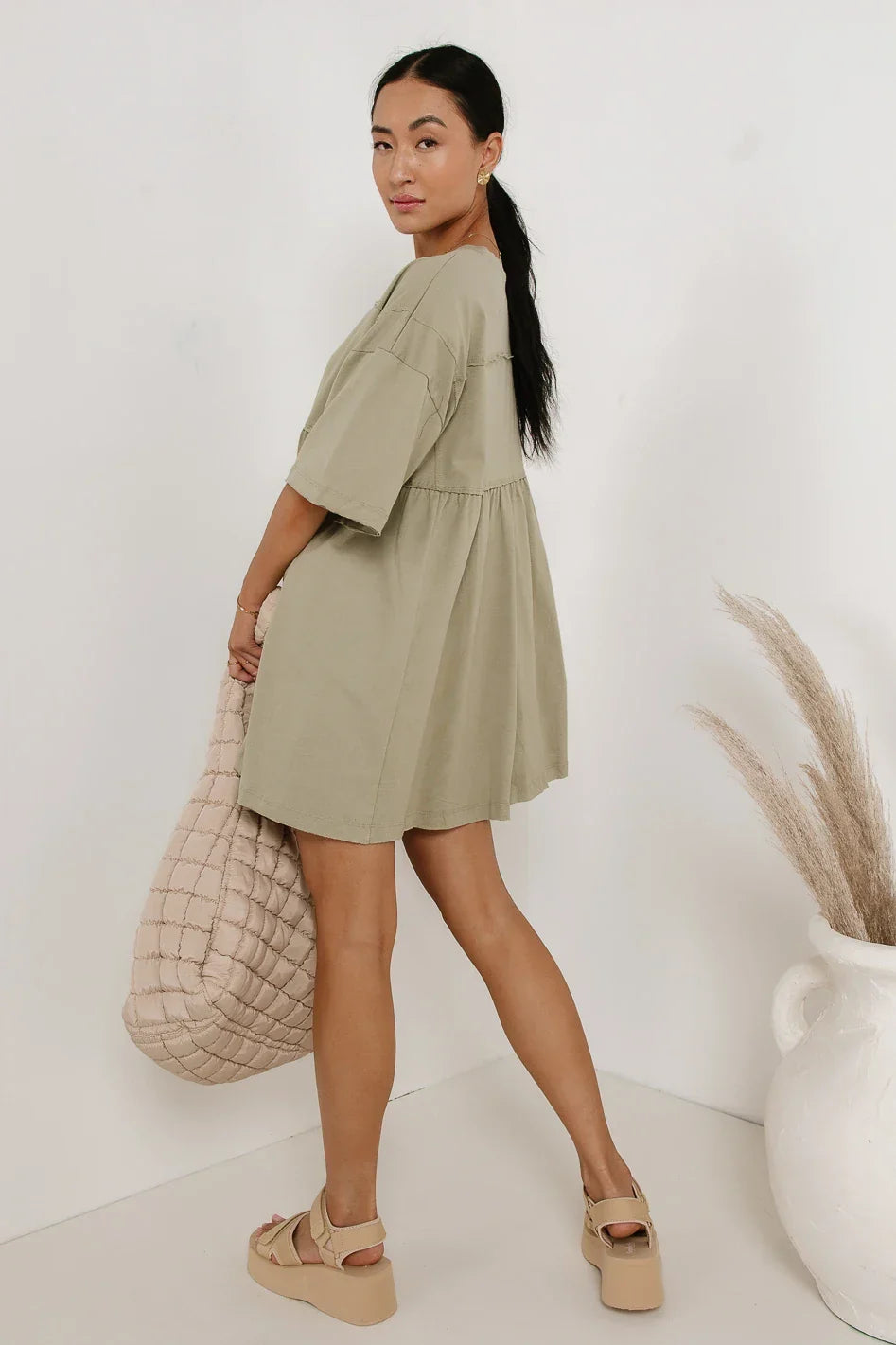 Lennox Mini Dress in Olive FINAL SALE