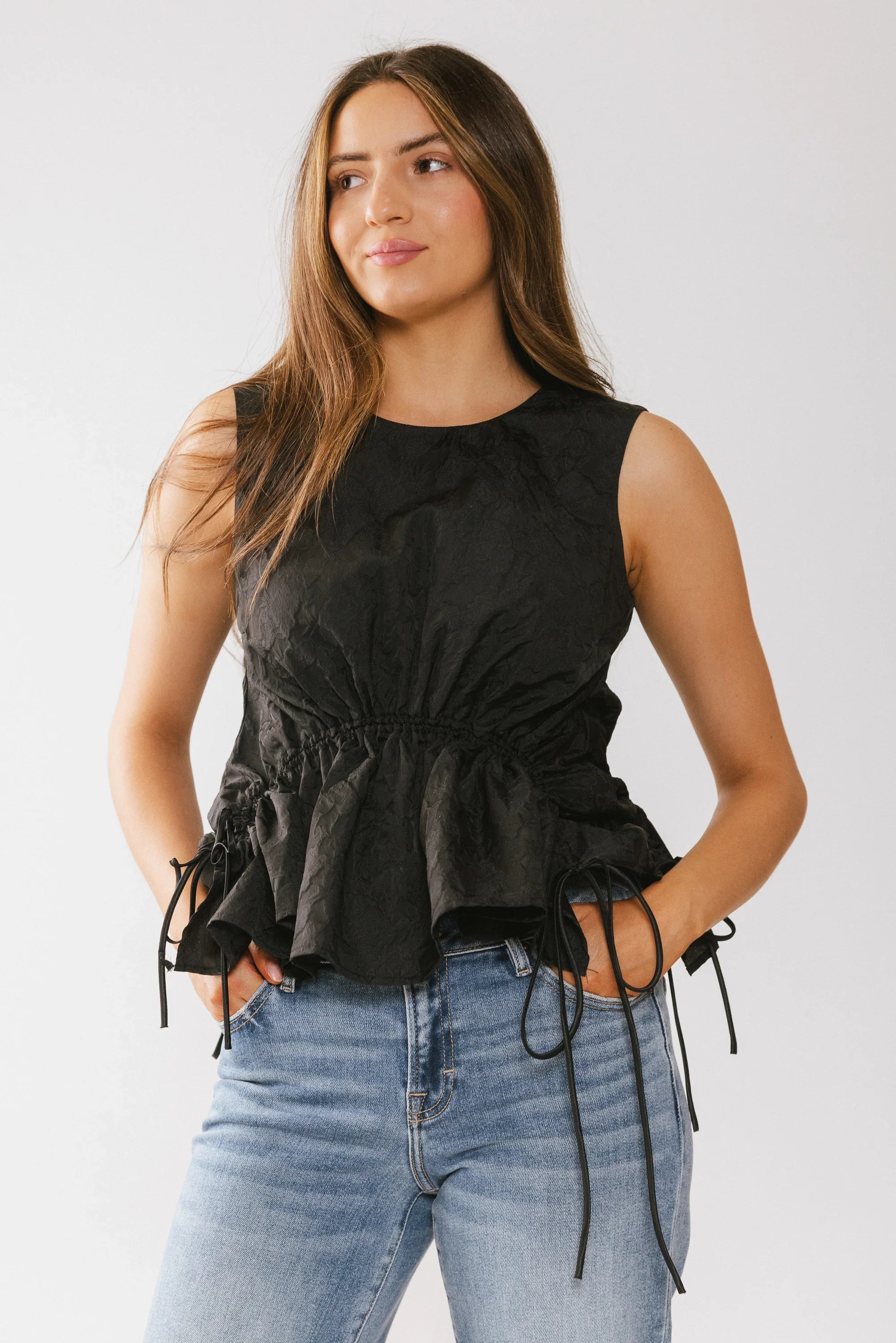 Miranda Textured Blouse in Black FINAL SALE