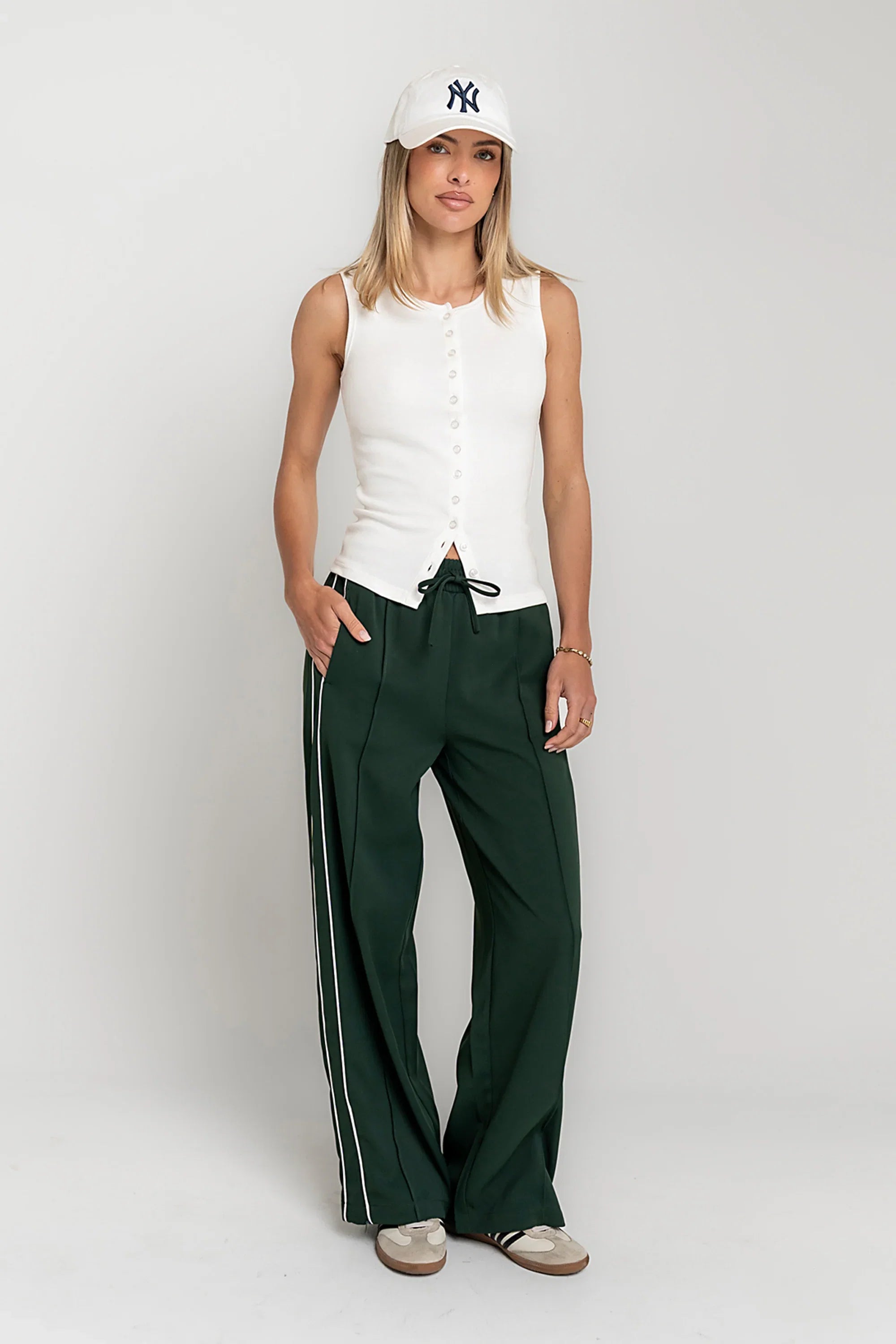 Emily Striped Wide Leg Pants in Green