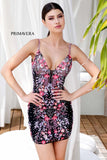 4212 Primavera Flower Embellished Beaded Mini Dress