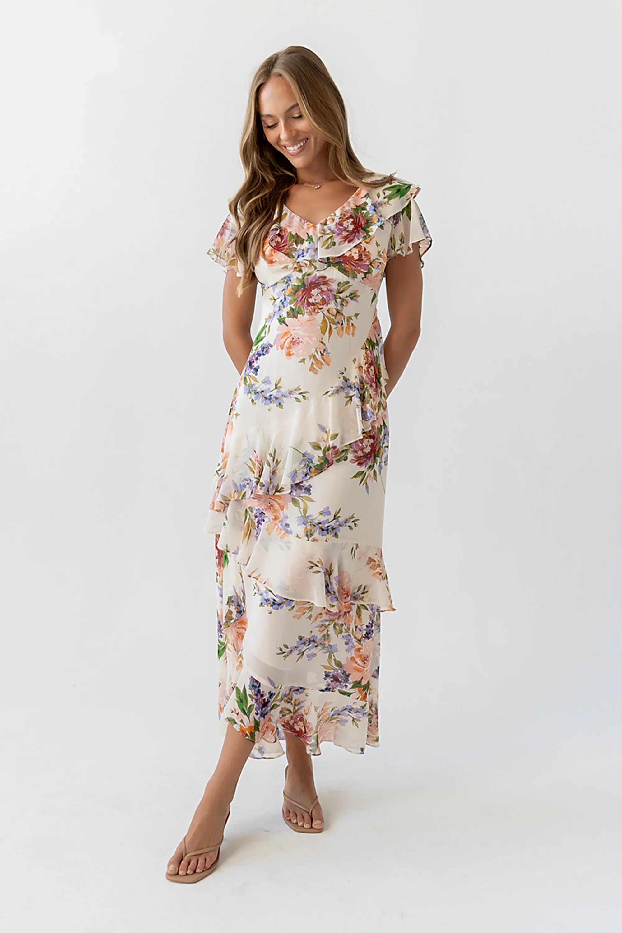 Lauren Ruffle Floral Maxi Dress