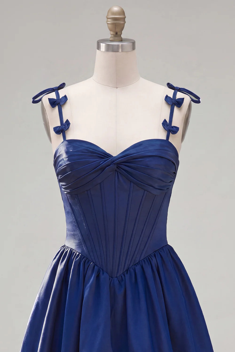 Navy A Line Spaghetti Straps Corset Homecoming Dress