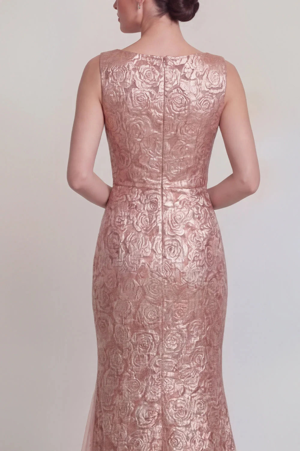 Blush Jacquard Mermaid Mother of the Bride Dress