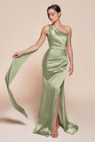 BRYCE GOWN ONE SHOULDER LUXE SATIN DRESS