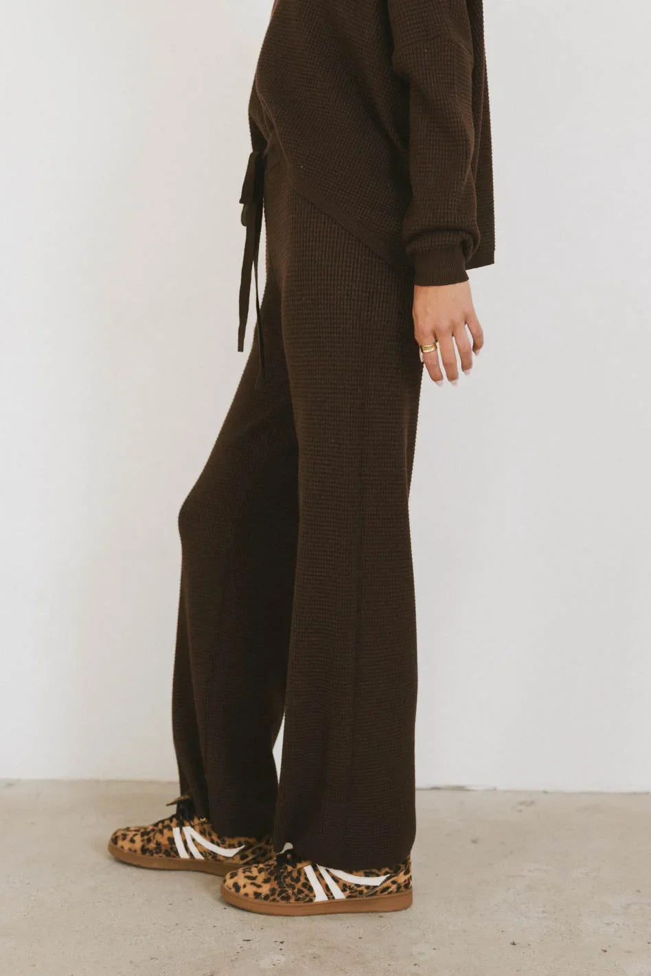 Jesse Waffle Knit Pants in Brown FINAL SALE