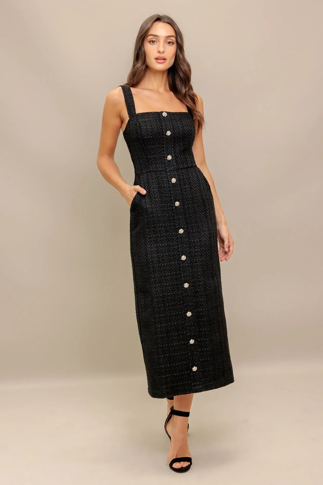 Size Small TWEED NOUVELLE MIDI DRESS FINAL SALE