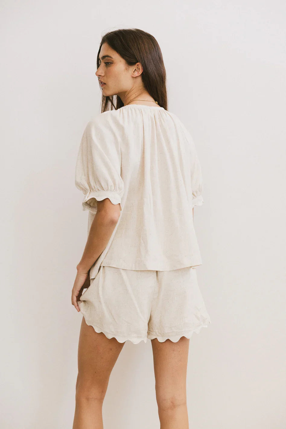 Owen Scalloped Top in Oatmeal FINAL SALE