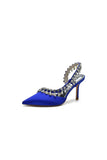 Pointed Toe Heels With Crystal Slingback Strap