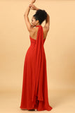 Rust Red Convertible Long Chiffon Bridesmaid Dress