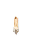 Gold Stiletto Heel Bow Mid Heel Pumps