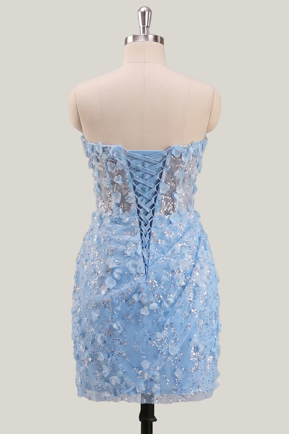 Bodycon Corset Strapless Sequin Light Blue Homecoming Dress