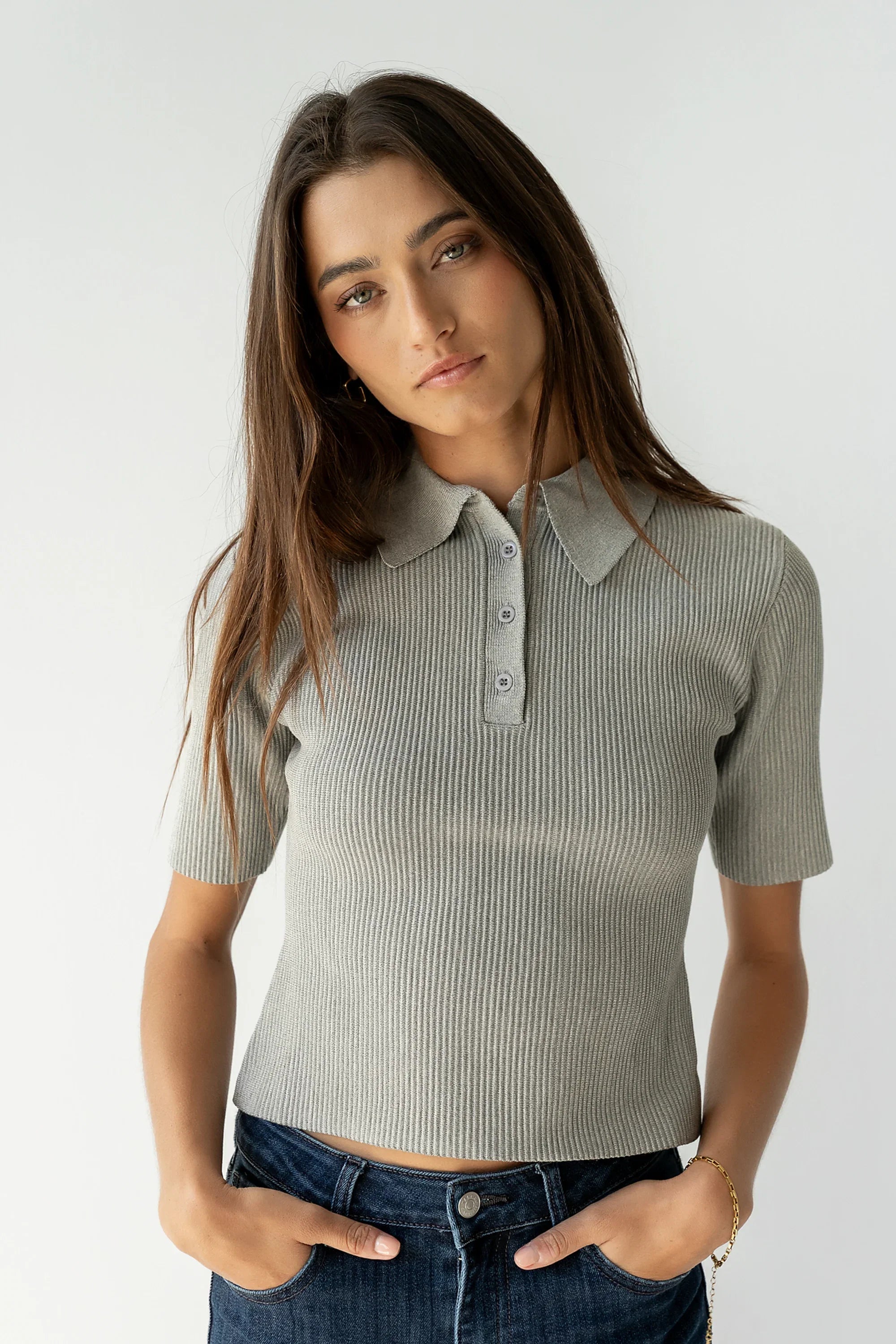 Cami Ribbed Sweater in Grey