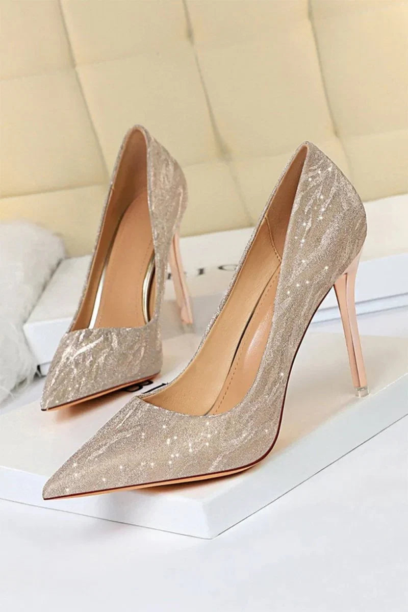 Shallow Toe Sequined Stiletto High Heels