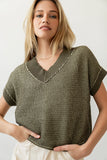 Saige Contrast Sweater in Olive FINAL SALE