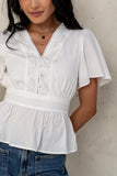Neo Embroidered Blouse in Ivory FINAL SALE