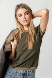 Maddie Ringer Sweater Top in Olive