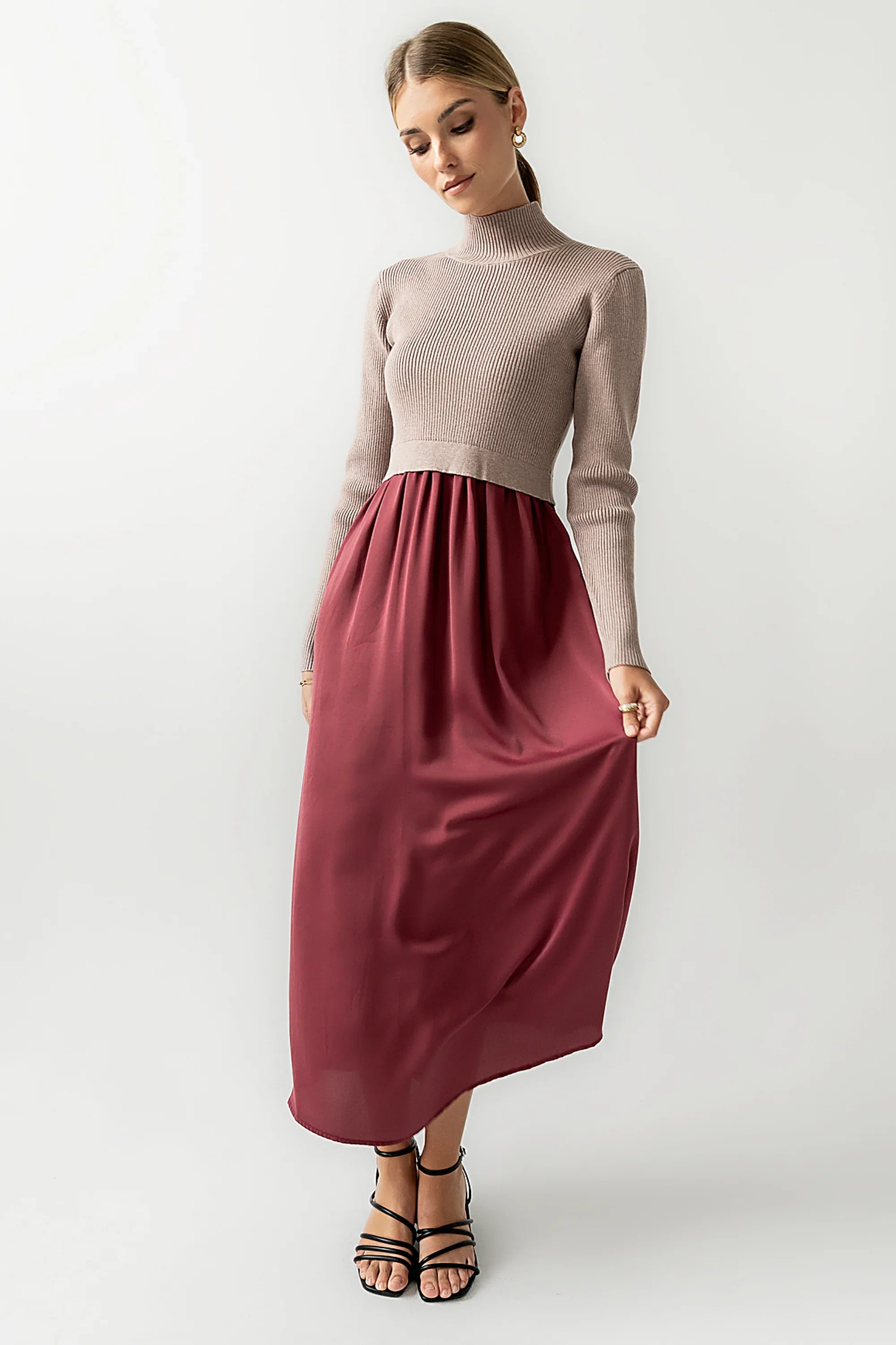 Zeda Midi Dress in Wine FINAL SALE