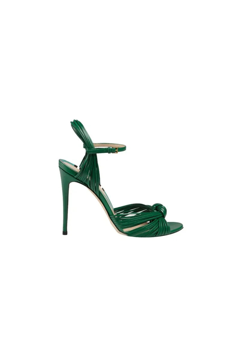 Gold Knotted Stiletto High Heel Sandals