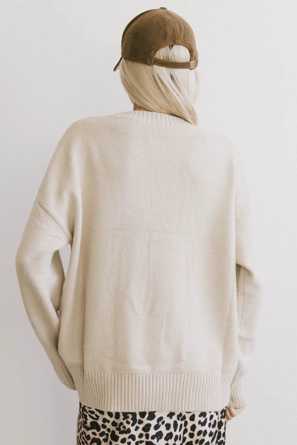 New York Crew Neck Sweater in Cream FINAL SALE