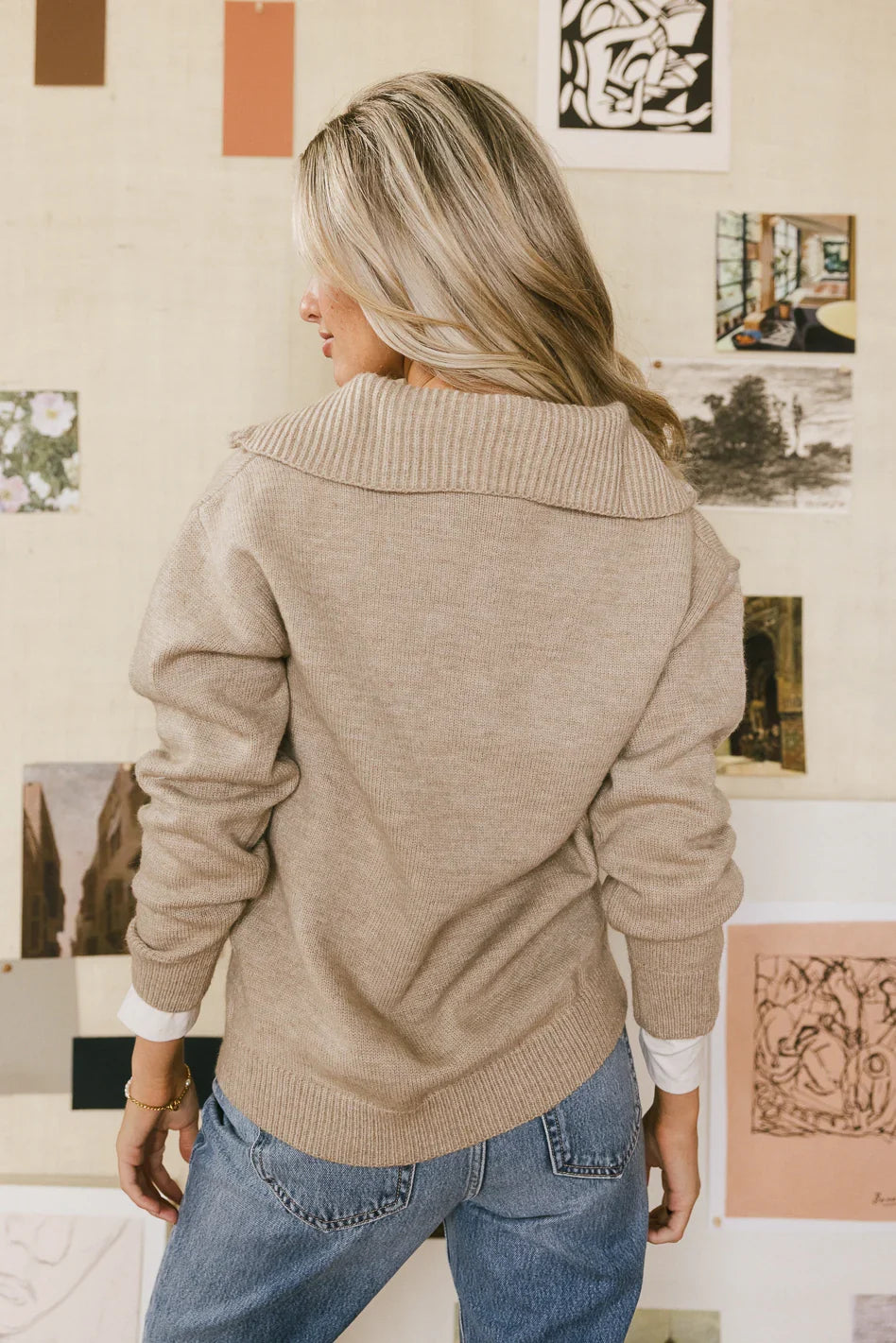 Violet Quarter Zip Sweater in Taupe FINAL SALE