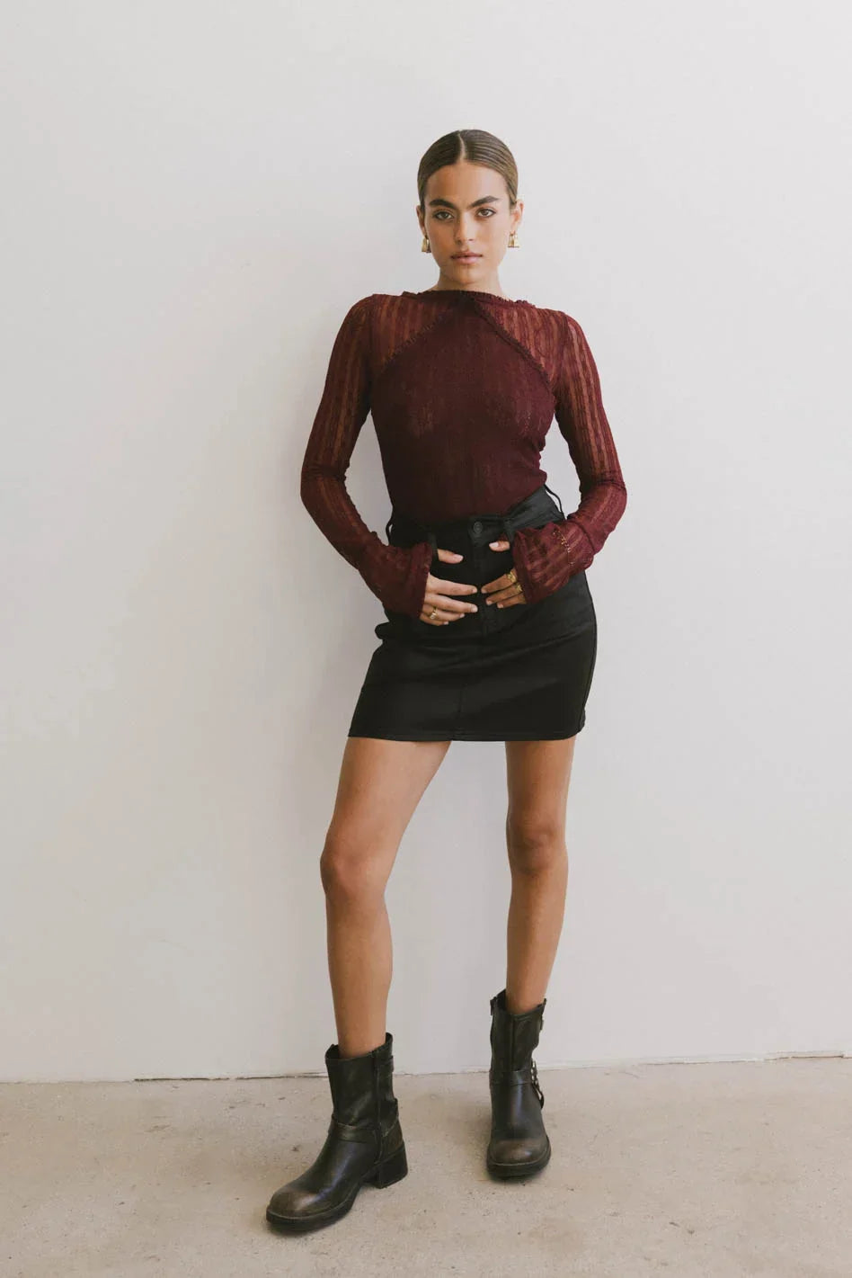 Linnea Lace Top in Burgundy FINAL SALE