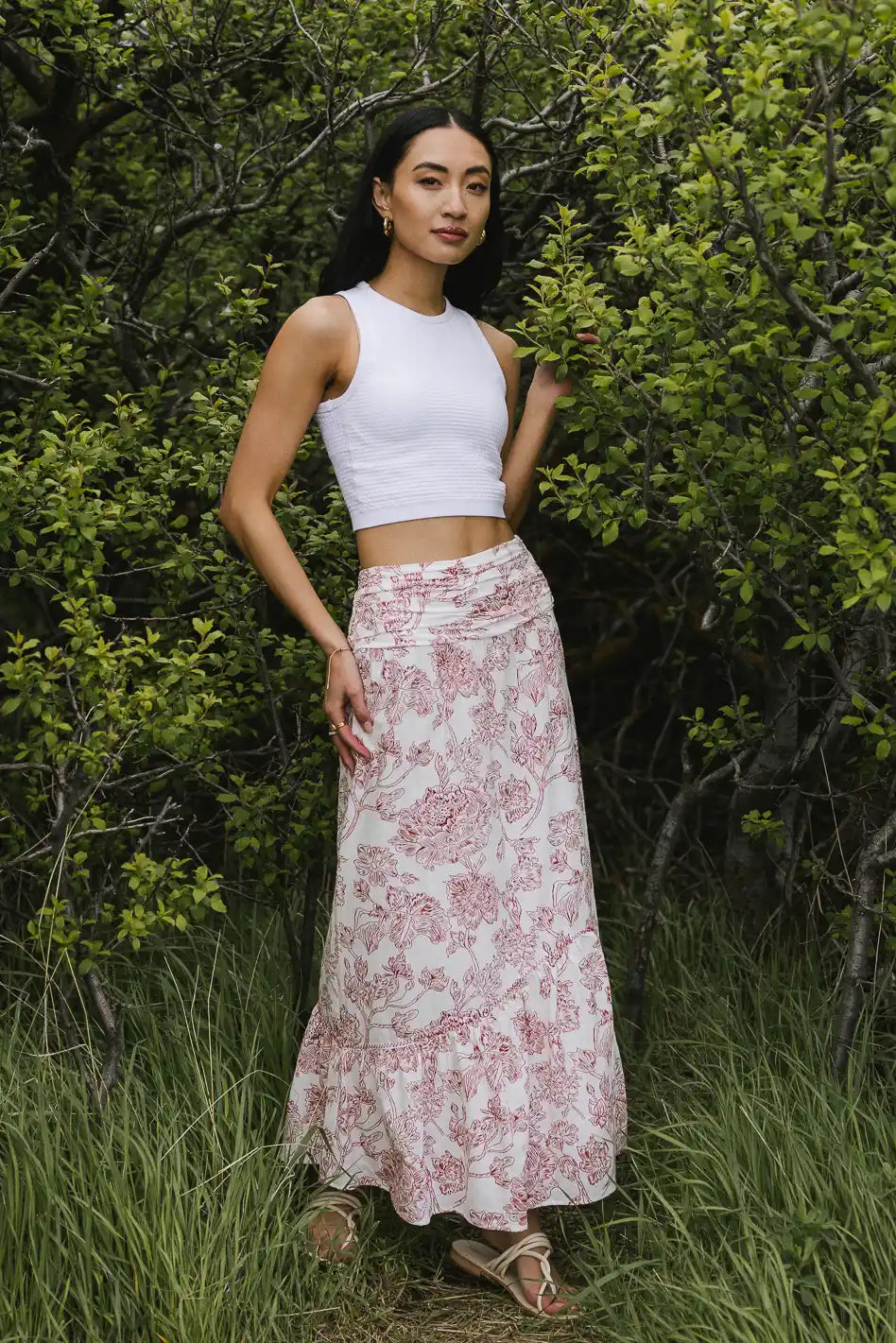 Bastien Floral Skirt in Rust FINAL SALE