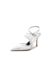 White Bridal Heels with Lace Appliques