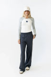 Avery Striped Pants in Charcoal