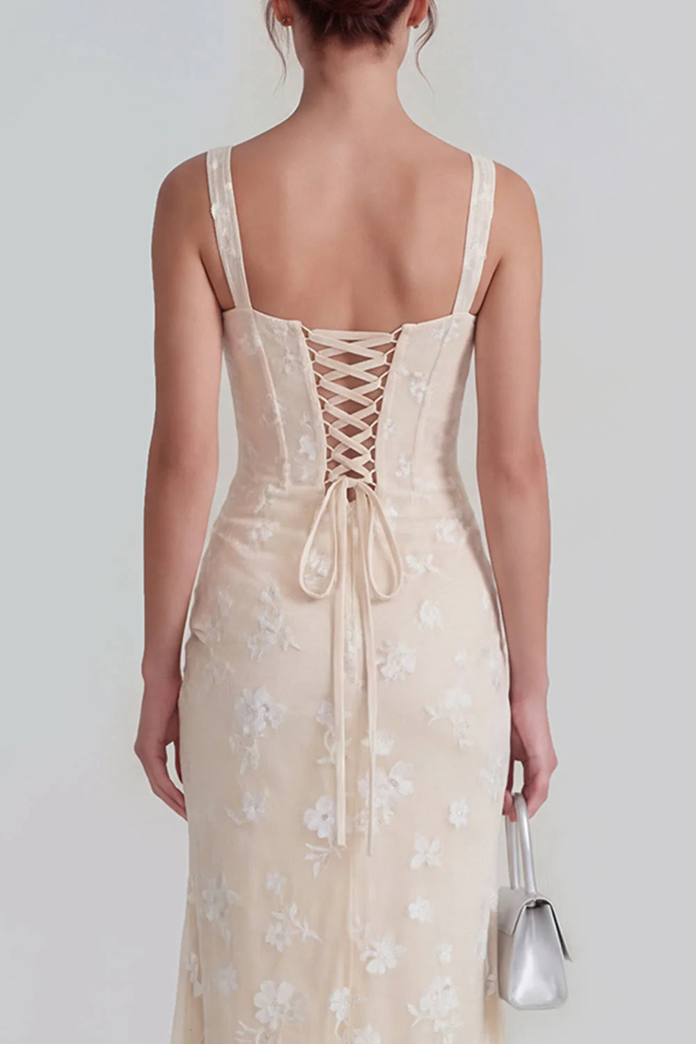 Floral Pink Ruched Mermaid Corset Wedding Guest Dress